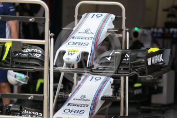 World © Octane Photographic Ltd. Williams Martini Racing, Williams Mercedes FW38 – front wings. Thursday 12th May 2016, F1 Spanish GP Set up, Circuit de Barcelona Catalunya, Spain. Digital Ref :1532CB1D2569