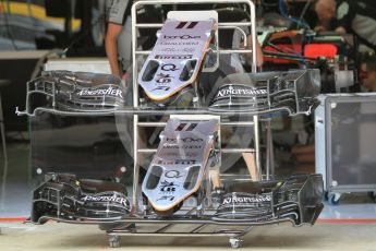 World © Octane Photographic Ltd. Sahara Force India VJM09 front wings. Thursday 12th May 2016, F1 Spanish GP Set up, Circuit de Barcelona Catalunya, Spain. Digital Ref :1532CB1D2582