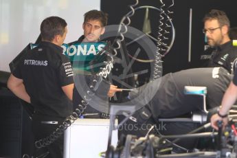 World © Octane Photographic Ltd. Mercedes AMG Petronas W07 Hybrid. Thursday 12th May 2016, F1 Spanish GP Set up, Circuit de Barcelona Catalunya, Spain. Digital Ref :1532CB1D2636