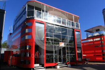 World © Octane Photographic Ltd. Scuderia Ferrari hospitality unit. Thursday 12th May 2016, F1 Spanish GP Set up, Circuit de Barcelona Catalunya, Spain. Digital Ref :1532CB7D6296