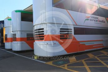 World © Octane Photographic Ltd. Sahara Force India Engineering unit. Thursday 12th May 2016, F1 Spanish GP Set up, Circuit de Barcelona Catalunya, Spain. Digital Ref :1532CB7D6312