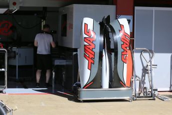 World © Octane Photographic Ltd. Haas F1 Team – Romain Grosjean. Thursday 12th May 2016, F1 Spanish GP Set up, Circuit de Barcelona Catalunya, Spain. Digital Ref : 1532LB5D3047