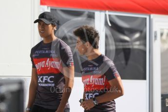 World © Octane Photographic Ltd. Pertamina Campos Racing - GP2/11 – Mitch Evans and Sean Gelael. Thursday 12th May 2016, GP2 Thursday setup, Circuit de Barcelona Catalunya, Spain. Digital Ref :1533CB1D1940