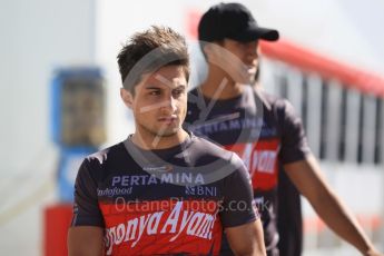 World © Octane Photographic Ltd. Pertamina Campos Racing - GP2/11 – Mitch Evans and Sean Gelael. Thursday 12th May 2016, GP2 Thursday setup, Circuit de Barcelona Catalunya, Spain. Digital Ref :1533CB1D1952