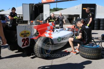 World © Octane Photographic Ltd. MP Motorsport - GP2/11 – Practice pitstop. Thursday 12th May 2016, GP2 Thursday setup, Circuit de Barcelona Catalunya, Spain. Digital Ref :1533CB7D6350