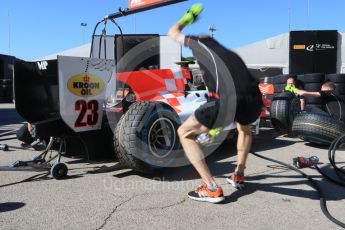World © Octane Photographic Ltd. MP Motorsport - GP2/11 – Practice pitstop. Thursday 12th May 2016, GP2 Thursday setup, Circuit de Barcelona Catalunya, Spain. Digital Ref :1533CB7D6389