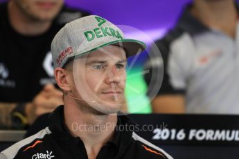 World © Octane Photographic Ltd. F1 USA Grand Prix, Austin Texas – Circuit of the Americas (COTA) Drivers’ Press Conference. Thursday 20th October 2016. Sahara Force India - Nico Hulkenberg. Digital Ref :1739LB1D8891