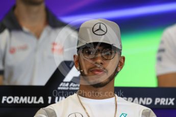 World © Octane Photographic Ltd. F1 USA Grand Prix, Austin Texas – Circuit of the Americas (COTA) Drivers’ Press Conference. Thursday 20th October 2016. Mercedes AMG Petronas – Lewis Hamilton. Digital Ref :1739LB1D8907