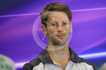 World © Octane Photographic Ltd. F1 USA Grand Prix, Austin Texas – Circuit of the Americas (COTA) Drivers’ Press Conference. Thursday 20th October 2016. Haas F1 Team – Romain Grosjean. Digital Ref :1739LB1D8937