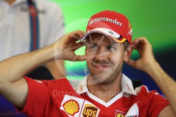 World © Octane Photographic Ltd. F1 USA Grand Prix, Austin Texas – Circuit of the Americas (COTA) Drivers’ Press Conference. Thursday 20th October 2016. Scuderia Ferrari – Sebastian Vettel. Digital Ref :1739LB1D8944
