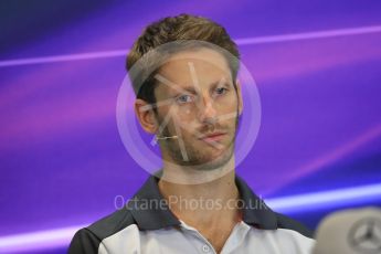 World © Octane Photographic Ltd. F1 USA Grand Prix, Austin Texas – Circuit of the Americas (COTA) Drivers’ Press Conference. Thursday 20th October 2016. Haas F1 Team – Romain Grosjean. Digital Ref :1739LB1D8967