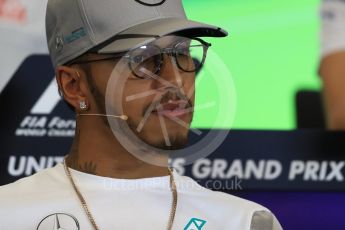 World © Octane Photographic Ltd. F1 USA Grand Prix, Austin Texas – Circuit of the Americas (COTA) Drivers’ Press Conference. Thursday 20th October 2016. Mercedes AMG Petronas – Lewis Hamilton. Digital Ref :1739LB1D9032