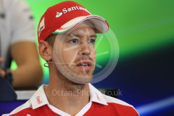 World © Octane Photographic Ltd. F1 USA Grand Prix, Austin Texas – Circuit of the Americas (COTA) Drivers’ Press Conference. Thursday 20th October 2016. Scuderia Ferrari – Sebastian Vettel. Digital Ref :1739LB1D9066