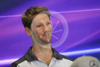 World © Octane Photographic Ltd. F1 USA Grand Prix, Austin Texas – Circuit of the Americas (COTA) Drivers’ Press Conference. Thursday 20th October 2016. Haas F1 Team – Romain Grosjean. Digital Ref :1739LB1D9072