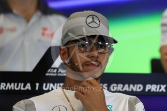 World © Octane Photographic Ltd. F1 USA Grand Prix, Austin Texas – Circuit of the Americas (COTA) Drivers’ Press Conference. Thursday 20th October 2016. Mercedes AMG Petronas – Lewis Hamilton. Digital Ref :1739LB1D9109