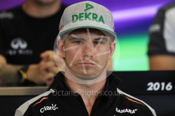 World © Octane Photographic Ltd. F1 USA Grand Prix, Austin Texas – Circuit of the Americas (COTA) Drivers’ Press Conference. Thursday 20th October 2016. Sahara Force India - Nico Hulkenberg. Digital Ref :1739LB1D9112