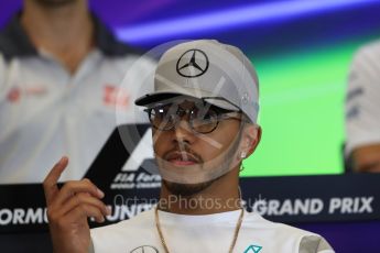 World © Octane Photographic Ltd. F1 USA Grand Prix, Austin Texas – Circuit of the Americas (COTA) Drivers’ Press Conference. Thursday 20th October 2016. Mercedes AMG Petronas – Lewis Hamilton. Digital Ref :1739LB1D9145