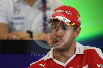 World © Octane Photographic Ltd. F1 USA Grand Prix, Austin Texas – Circuit of the Americas (COTA) Drivers’ Press Conference. Thursday 20th October 2016. Scuderia Ferrari – Sebastian Vettel. Digital Ref :1739LB1D9166