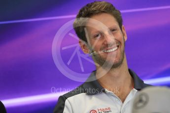 World © Octane Photographic Ltd. F1 USA Grand Prix, Austin Texas – Circuit of the Americas (COTA) Drivers’ Press Conference. Thursday 20th October 2016. Haas F1 Team – Romain Grosjean. Digital Ref :1739LB1D9174