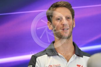 World © Octane Photographic Ltd. F1 USA Grand Prix, Austin Texas – Circuit of the Americas (COTA) Drivers’ Press Conference. Thursday 20th October 2016. Haas F1 Team – Romain Grosjean. Digital Ref :1739LB1D9182