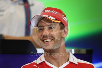 World © Octane Photographic Ltd. F1 USA Grand Prix, Austin Texas – Circuit of the Americas (COTA) Drivers’ Press Conference. Thursday 20th October 2016. Scuderia Ferrari – Sebastian Vettel. Digital Ref :1739LB1D9218