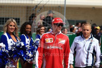 World © Octane Photographic Ltd. Scuderia Ferrari SF16-H – Kimi Raikkonen and Williams Martini Racing, Williams Mercedes FW38 – Valtteri Bottas. Sunday 23rd October 2016, F1 USA Grand Prix Drivers’ Parade, Austin, Texas – Circuit of the Americas (COTA). Digital Ref :1748LB1D3221