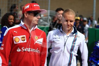 World © Octane Photographic Ltd. Scuderia Ferrari SF16-H – Kimi Raikkonen and Williams Martini Racing, Williams Mercedes FW38 – Valtteri Bottas. Sunday 23rd October 2016, F1 USA Grand Prix Drivers’ Parade, Austin, Texas – Circuit of the Americas (COTA). Digital Ref :1748LB1D3228