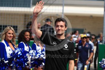 World © Octane Photographic Ltd. Renault Sport F1 Team RS16 – Jolyon Palmer. Sunday 23rd October 2016, F1 USA Grand Prix Drivers’ Parade, Austin, Texas – Circuit of the Americas (COTA). Digital Ref :1748LB1D3232