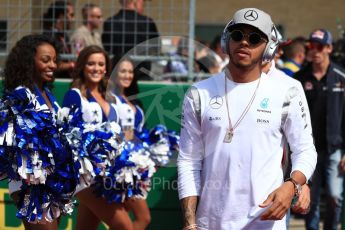 World © Octane Photographic Ltd. Mercedes AMG Petronas W07 Hybrid – Lewis Hamilton. Sunday 23rd October 2016, F1 USA Grand Prix Drivers’ Parade, Austin, Texas – Circuit of the Americas (COTA). Digital Ref :1748LB1D3307