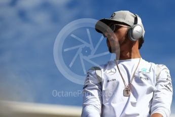World © Octane Photographic Ltd. Mercedes AMG Petronas W07 Hybrid – Lewis Hamilton. Sunday 23rd October 2016, F1 USA Grand Prix Drivers’ Parade, Austin, Texas – Circuit of the Americas (COTA). Digital Ref :1748LB1D3426