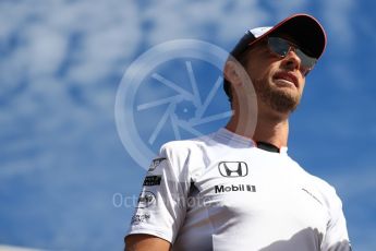 World © Octane Photographic Ltd. McLaren Honda MP4-31 – Jenson Button. Sunday 23rd October 2016, F1 USA Grand Prix Drivers’ Parade, Austin, Texas – Circuit of the Americas (COTA). Digital Ref :1748LB1D3455