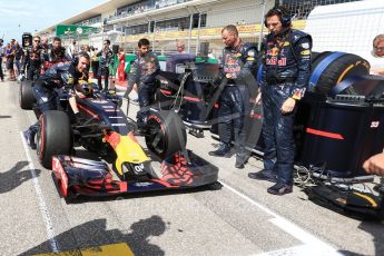 World © Octane Photographic Ltd. Red Bull Racing RB12 – Max Verstappen. Sunday 23rd October 2016, F1 USA Grand Prix Grid, Austin, Texas – Circuit of the Americas (COTA). Digital Ref :1748LB2D5831