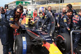 World © Octane Photographic Ltd. Red Bull Racing RB12 – Max Verstappen. Sunday 23rd October 2016, F1 USA Grand Prix Grid, Austin, Texas – Circuit of the Americas (COTA). Digital Ref :1748LB2D5854