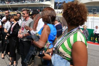 World © Octane Photographic Ltd. Gordon Ramsey and Venus Williams. Sunday 23rd October 2016, F1 USA Grand Prix Grid, Austin, Texas – Circuit of the Americas (COTA). Digital Ref :1748LB2D5939