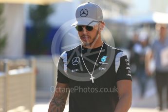 World © Octane Photographic Ltd. Mercedes AMG Petronas W07 Hybrid – Lewis Hamilton. Friday 21st October 2016, F1 USA Grand Prix Paddock, Austin, Texas – Circuit of the Americas (COTA). Digital Ref : 1741LB2D4833