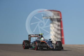 World © Octane Photographic Ltd. Sahara Force India VJM09 Development Driver – Alfonso Celis. Friday 21st October 2016, F1 USA Grand Prix Practice 1, Austin, Texas – Circuit of the Americas (COTA). Digital Ref :1742LB1D0012