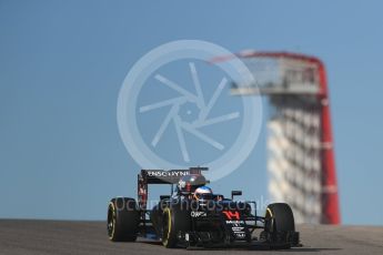 World © Octane Photographic Ltd. McLaren Honda MP4-31 – Fernando Alonso. Friday 21st October 2016, F1 USA Grand Prix Practice 1, Austin, Texas – Circuit of the Americas (COTA). Digital Ref :1742LB1D0017