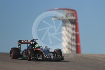 World © Octane Photographic Ltd. Sahara Force India VJM09 - Nico Hulkenberg. Friday 21st October 2016, F1 USA Grand Prix Practice 1, Austin, Texas – Circuit of the Americas (COTA). Digital Ref :1742LB1D0195