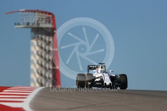 World © Octane Photographic Ltd. Williams Martini Racing, Williams Mercedes FW38 – Felipe Massa. Friday 21st October 2016, F1 USA Grand Prix Practice 1, Austin, Texas – Circuit of the Americas (COTA). Digital Ref :1742LB1D0246