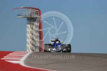 World © Octane Photographic Ltd. Sauber F1 Team C35 – Marcus Ericsson. Friday 21st October 2016, F1 USA Grand Prix Practice 1, Austin, Texas – Circuit of the Americas (COTA). Digital Ref :1742LB1D0336