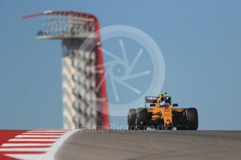 World © Octane Photographic Ltd. Renault Sport F1 Team RS16 – Jolyon Palmer. Friday 21st October 2016, F1 USA Grand Prix Practice 1, Austin, Texas – Circuit of the Americas (COTA). Digital Ref :1742LB1D0347
