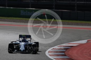 World © Octane Photographic Ltd. Williams Martini Racing, Williams Mercedes FW38 – Valtteri Bottas. Friday 21st October 2016, F1 USA Grand Prix Practice 1, Austin, Texas – Circuit of the Americas (COTA). Digital Ref :1742LB1D0519