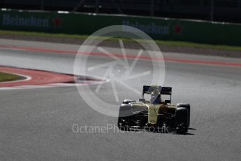 World © Octane Photographic Ltd. Renault Sport F1 Team RS16 – Jolyon Palmer. Friday 21st October 2016, F1 USA Grand Prix Practice 1, Austin, Texas – Circuit of the Americas (COTA). Digital Ref :1742LB1D0533