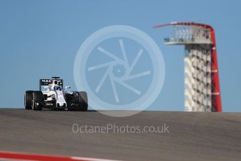 World © Octane Photographic Ltd. Williams Martini Racing, Williams Mercedes FW38 – Felipe Massa. Friday 21st October 2016, F1 USA Grand Prix Practice 1, Austin, Texas – Circuit of the Americas (COTA). Digital Ref :1742LB1D9692