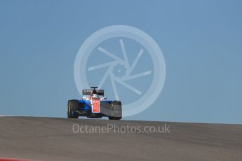 World © Octane Photographic Ltd. Manor Racing MRT05 Development Driver – Jordan King. Friday 21st October 2016, F1 USA Grand Prix Practice 1, Austin, Texas – Circuit of the Americas (COTA). Digital Ref :1742LB1D9772