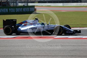 World © Octane Photographic Ltd. Williams Martini Racing, Williams Mercedes FW38 – Felipe Massa. Friday 21st October 2016, F1 USA Grand Prix Practice 1, Austin, Texas – Circuit of the Americas (COTA). Digital Ref :1742LB2D4856