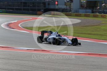 World © Octane Photographic Ltd. Williams Martini Racing, Williams Mercedes FW38 – Valtteri Bottas. Friday 21st October 2016, F1 USA Grand Prix Practice 1, Austin, Texas – Circuit of the Americas (COTA). Digital Ref :1742LB2D4961