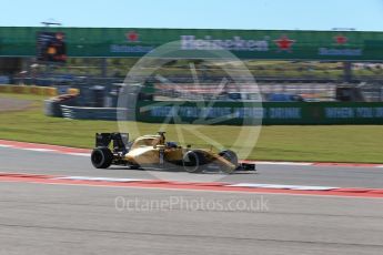 World © Octane Photographic Ltd. Renault Sport F1 Team RS16 – Jolyon Palmer. Friday 21st October 2016, F1 USA Grand Prix Practice 1, Austin, Texas – Circuit of the Americas (COTA). Digital Ref :1742LB2D4973