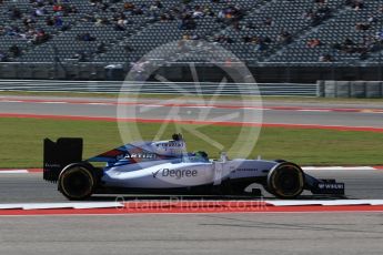 World © Octane Photographic Ltd. Williams Martini Racing, Williams Mercedes FW38 – Felipe Massa. Friday 21st October 2016, F1 USA Grand Prix Practice 1, Austin, Texas – Circuit of the Americas (COTA). Digital Ref :1742LB2D5043