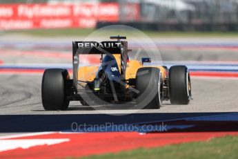 World © Octane Photographic Ltd. Renault Sport F1 Team RS16 – Jolyon Palmer. Friday 21st October 2016, F1 USA Grand Prix Practice 2, Austin, Texas – Circuit of the Americas (COTA). Digital Ref :1743LB1D0697